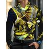 Men's long sleeved shirt with printed collar button up cardigan shirt, new fashionable men's top, trendy street daily wear