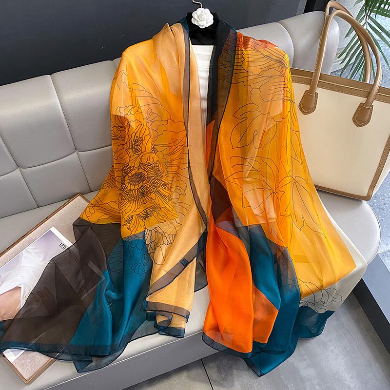 Spring Silk Sunscreen Scarf: Lightweight Women's Shawl for Outdoor Travel & Beach