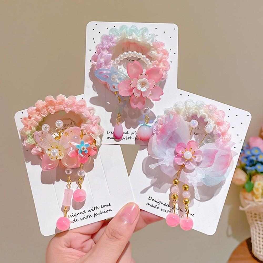Butterfly Flower Hair Tie Chinese Style Hair Band New Princess Hair Ring Headdress