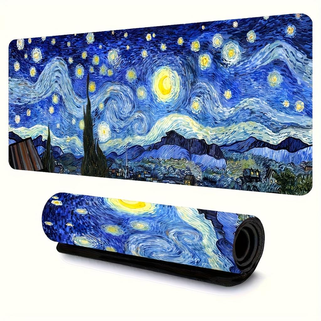 Van Gogh art style Starry Night Large Mouse Pad Desk Mat Non-Slip Stitched Edge gaming mats pc accessories keyboard mousepads