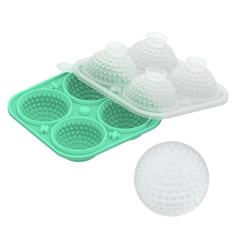 Bac à Glaçons Forme de Golf 4 Glaçons Sphériques Moule à Glaçons Sphériques pour Whisky Bac à Glaçons Sphériques avec Entonnoir Plateau en Silicone
