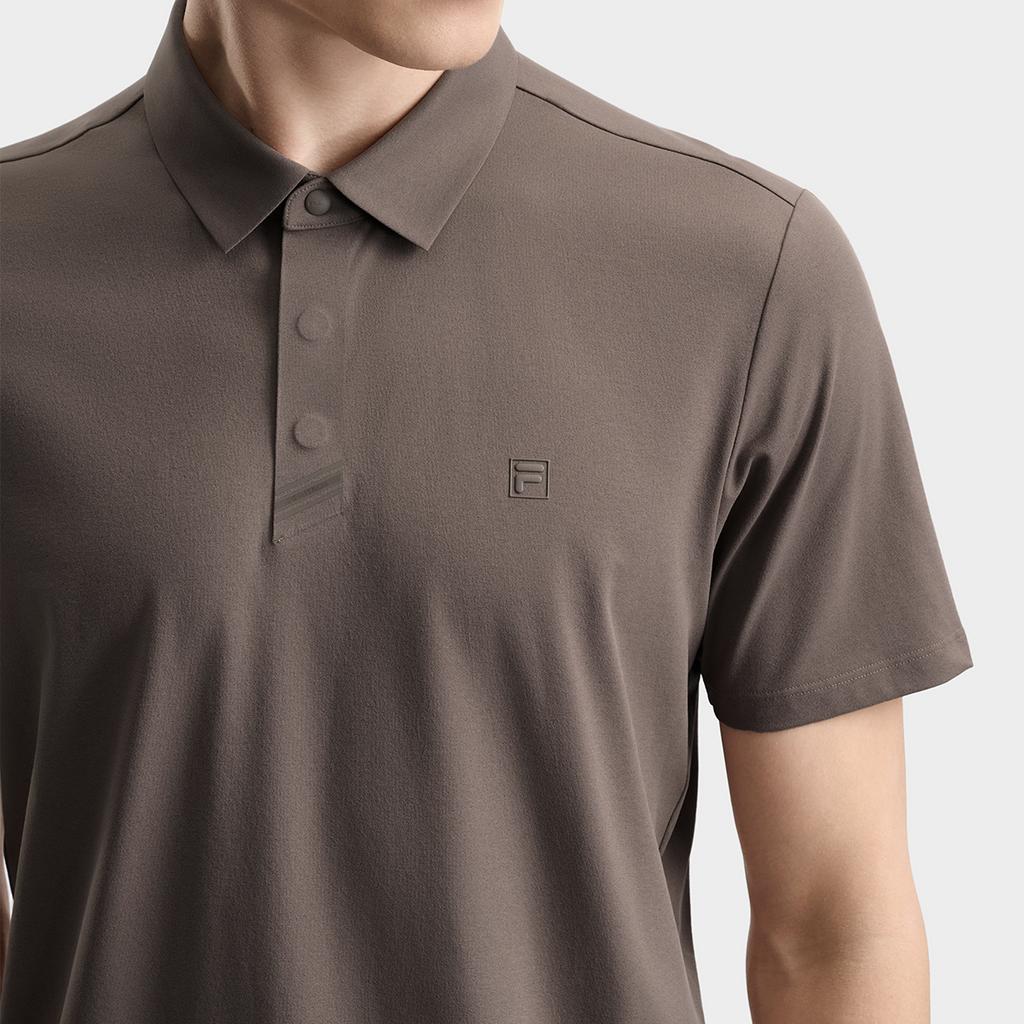Fila F.C. Classic Minimalist Basic Casual Light Business Versatile Comfortable Knitted Short Sleeve Polo Shirt Men Tops Light-Brown F11M621103FBN
