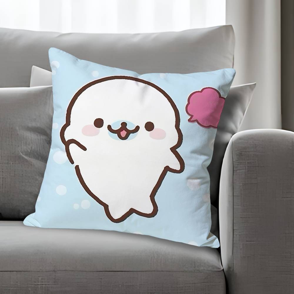 M-Mamegoma S-Seal Cute Meme Pillow Cases for Bedroom Living Room Sofa Home Decor Polyester Cushion Cover with Zipper