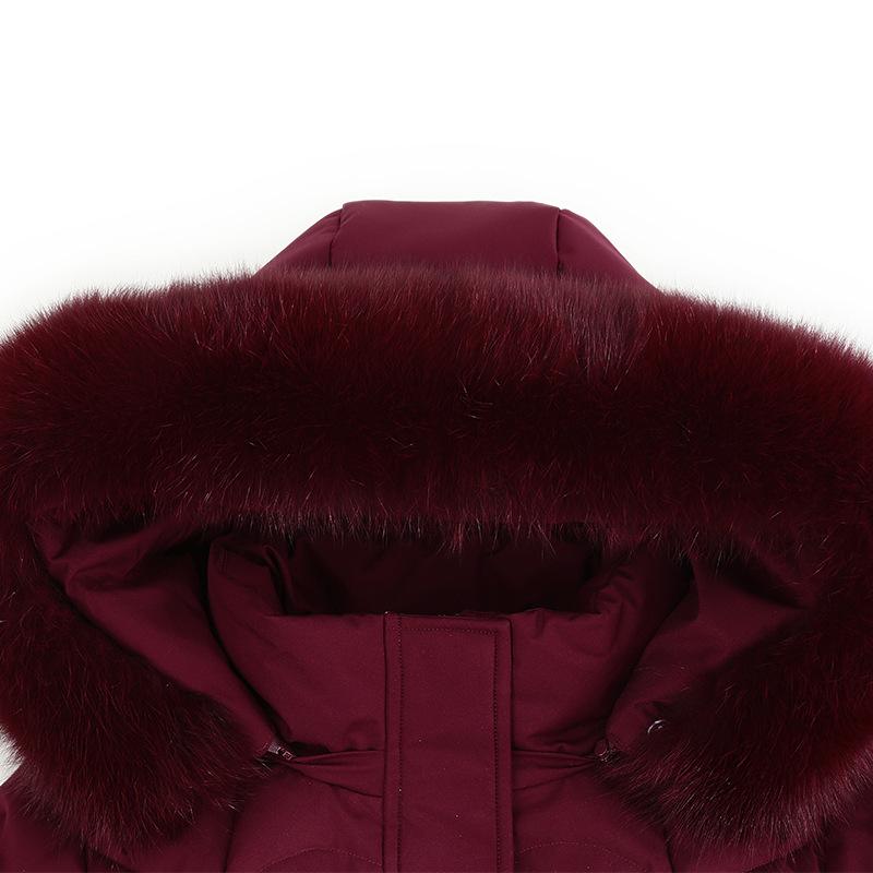 Women's Medium and Long Winter New Hooded Slim-fitting Thickened Fashionable Big Fur Collar Warm Jacket