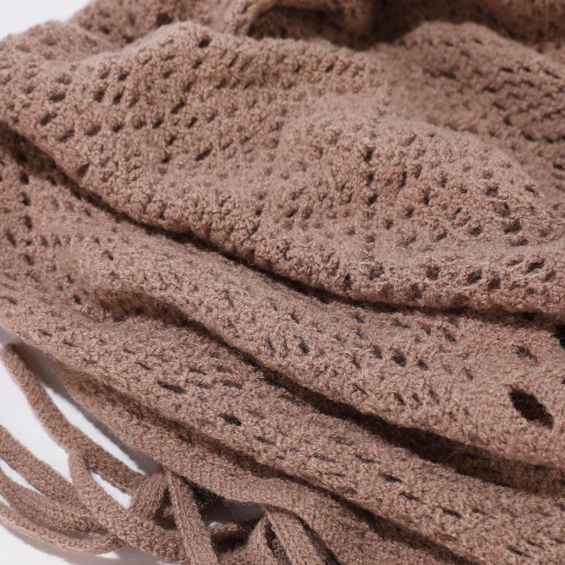 Fashionable Knitted Triangle Scarf Solid Color Tassel Korean Style For Unisex