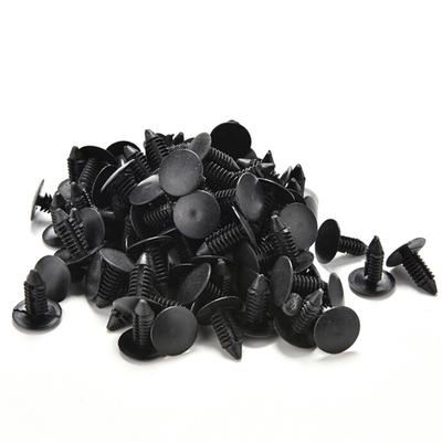 100Pcs 6Mm Dia Door Trim Panel Black Plastic Rivet Clip Fastener For Car Vehical