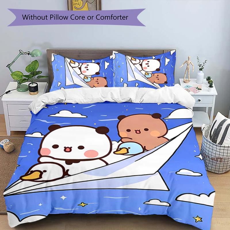 3pcs Bubu and Dudu1 Pattern Bedding Set Duvet Cover Set Includes Duvet Cover &pillowcases, Perfect All Season Bedroom Decoration & Gift