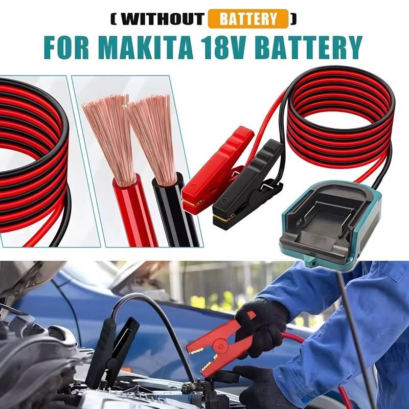 Starthilfe für Dewalt/Makita/Ryobi/Milwaukee/ 18/20V Batterie Autobatterie-Zündgerät Notstrom für das Auto Starthilfekabel 12AWG Kabel