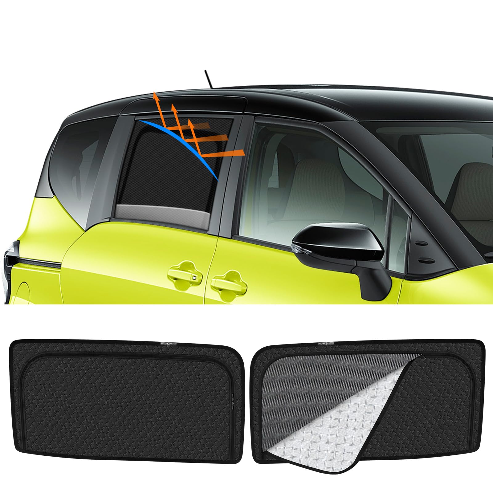 

New Sienta 170 Series Magnetic Rear Seat Sunshade with Ventilation and Heat Integrated Car Shade for SIENTA Mesh UV Light Insect and Ventilation for