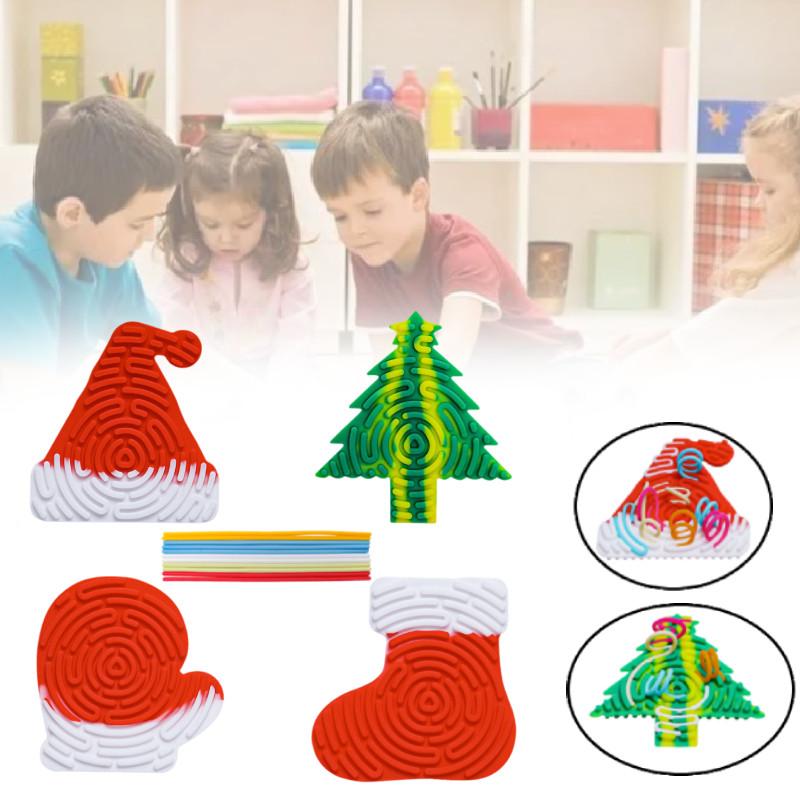 Tree 4pcs Christmas Hat Sock Glove Sensory Activity Board Silica Gel Puzzle Toy