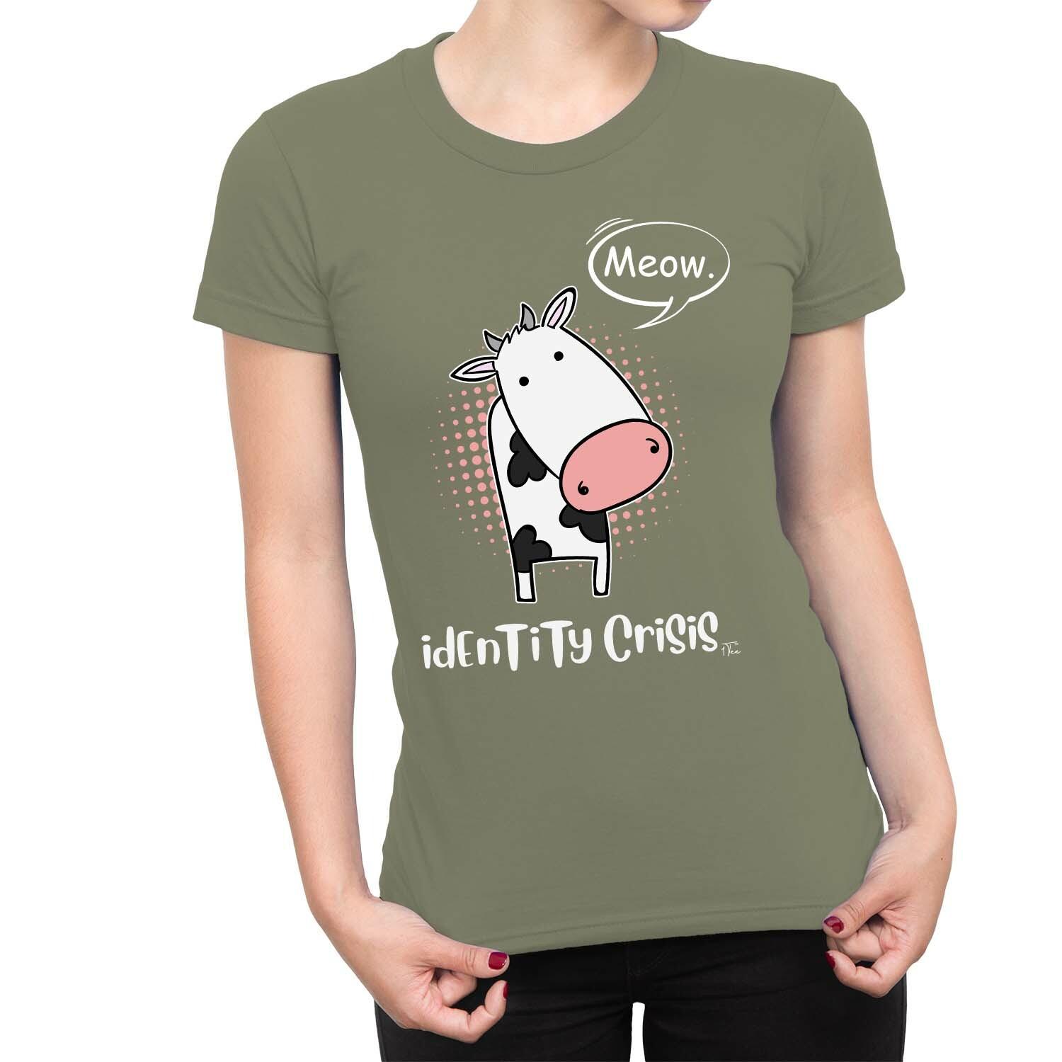 1Tee Womens Identity Crisis Cow Meow  T-Shirt XL