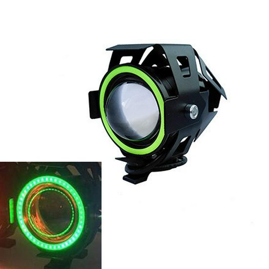 Universal U7 LED Motorcycle Spotlight with Super Bright Laser and Angel Eye Flashing Headlight