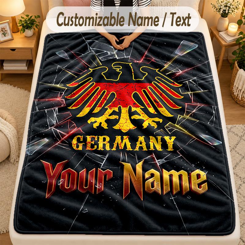 Flannel BlanketEintracht Frankfurt Custom Name Text Personalized Soft Warm Throw Blanket Home Decor Gift