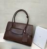 Niche Design Large Capacity Tote Document Handbag Shoulder First Layer Vegetable Tanned Cowhide Commuter Business
