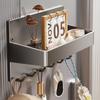 Carbon Steel Magnetic Storage Rack Wall Mounted Punch Free Refrigerator Side Storage Rack Space Saving with Hooks Spice Rack