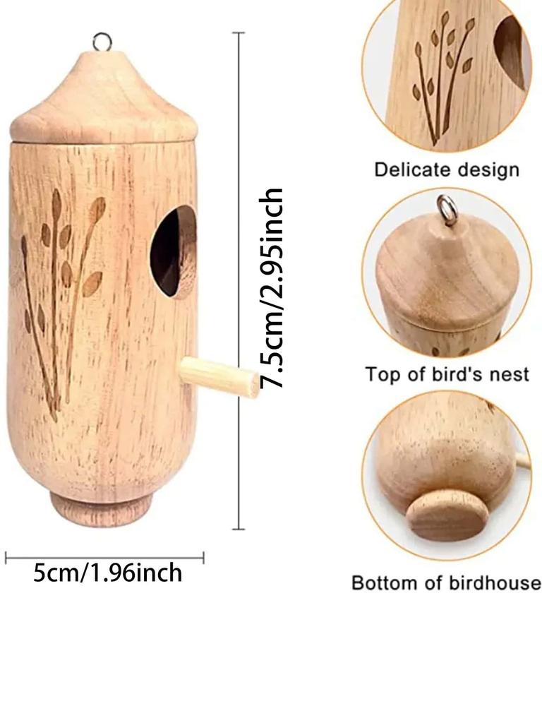 1pc-Hummingbird Nest Hanging Swing Bird Nest House Wooden Style Random