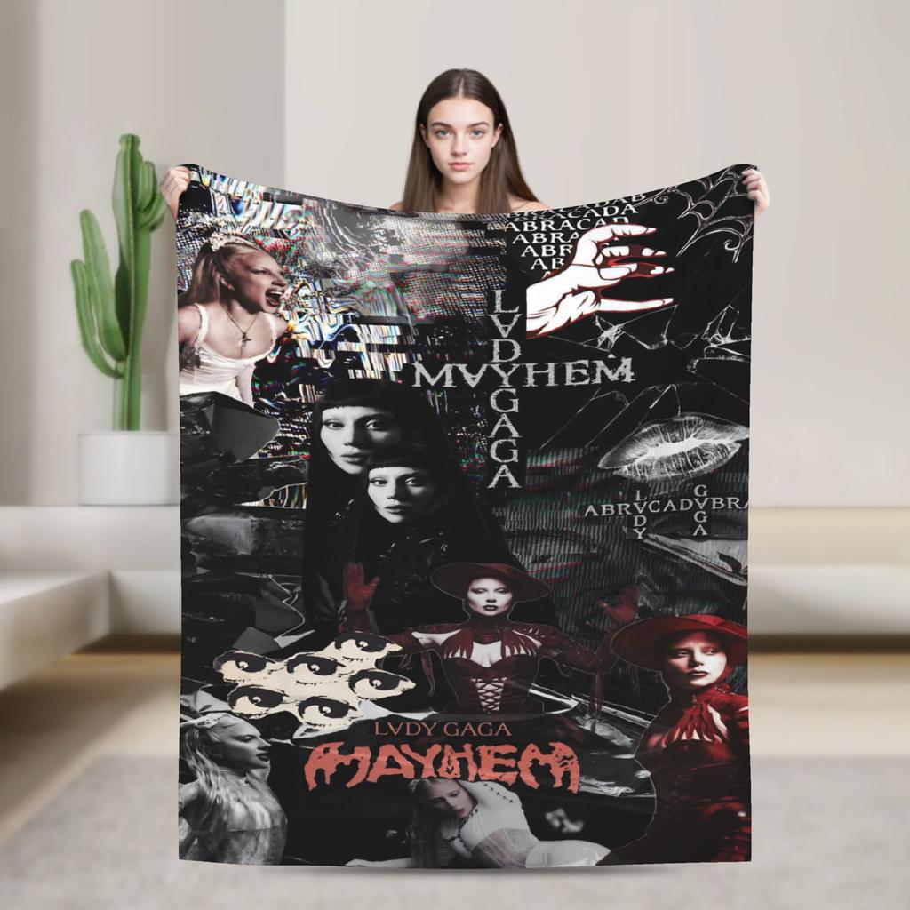 Lady Gaga Mayhem 2025 Album Flannel Blankets Soft Bedding Throws for Couch Chair Decorative Funny Bedspread Sofa Bed Cover