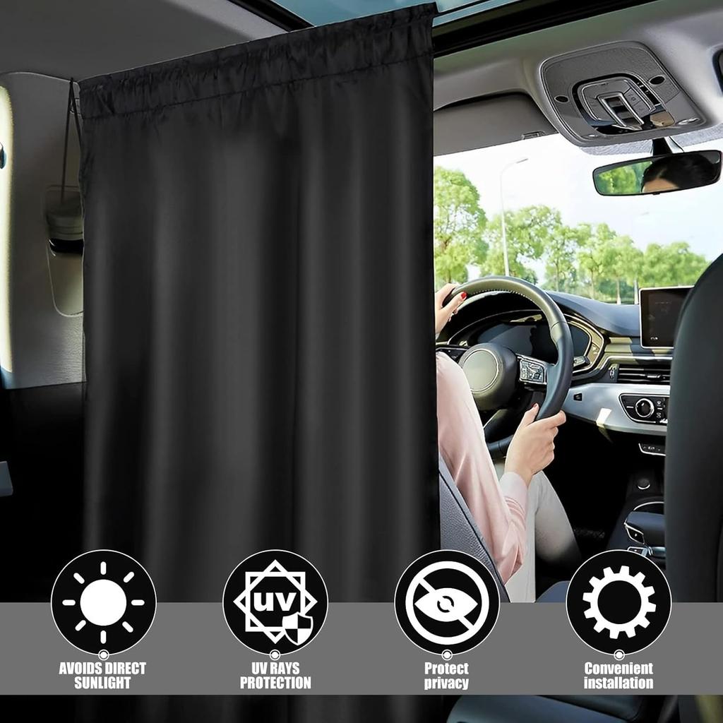 Car Divider Privacy Curtains Universal Car Seat Partition Curtain Cars Side Window Sunshades Sun Shade Covers Van Cabin Privacy Curtains Blackout