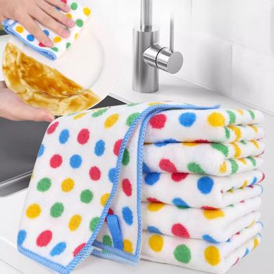 Round Polka Dot Cloth Superfine Fiber Dishwashing Cloth, Tableware Multi-purpose Dish Cloth, Double-sided Cleaning Cloth, Scouring Pad, Cleaning Tools