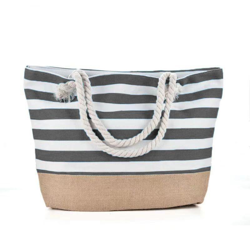 New beach bag striped, casual bag underarm bag women's shoulder bag women's canvas bag