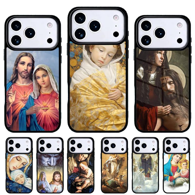 Mary & Jesus Phone Case for iPhone 17 16 15 14 13 Pro Max Back Cover for 12 11 Pro Coque