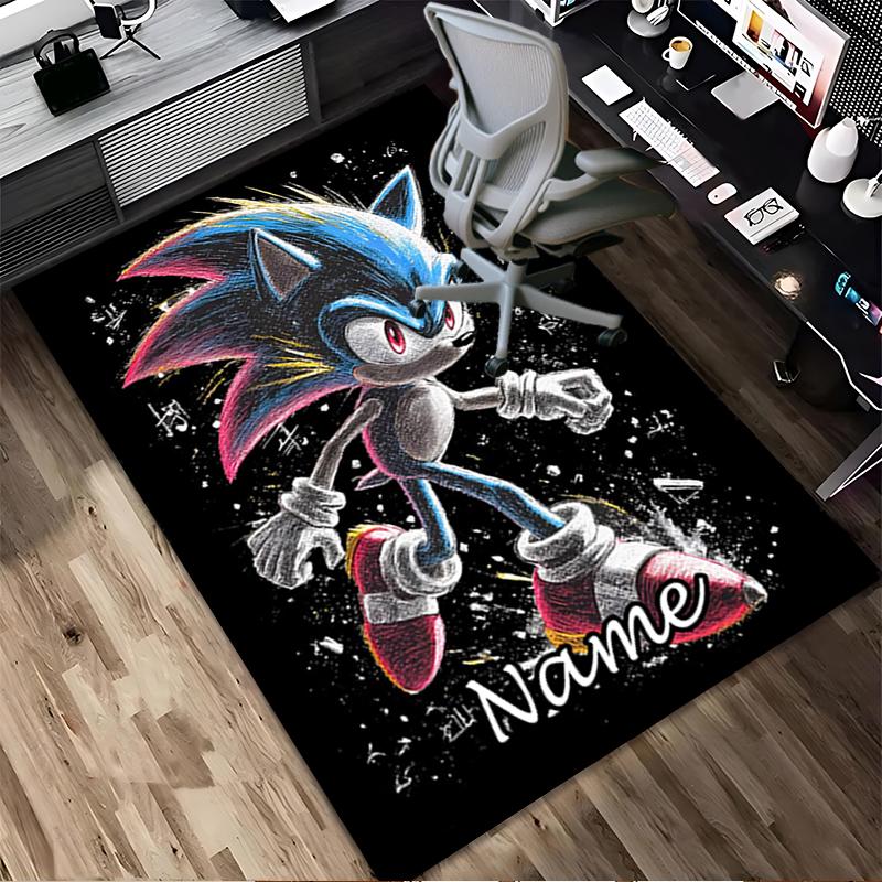 Personalized Name Shadow Sonic Living Room Non-Slip Area Rug Soft Carpet for Bedroom Playroom Sofa Office Home Decor Doormat