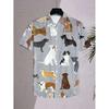 Women Casual Short Sleeve Shirt with Assorted Dog Cartoon Patterns Cute Button Up Shirt Machine Washable Fashion Top