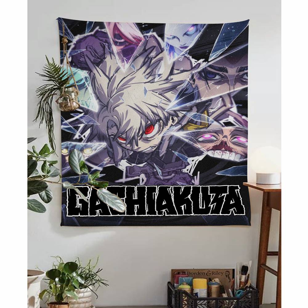 Gachiakuta Anime Character Tapestry Red Japanese Manga Wall Hanging with Action Art Ideal for Otaku Bedroom Edgy Room Decor