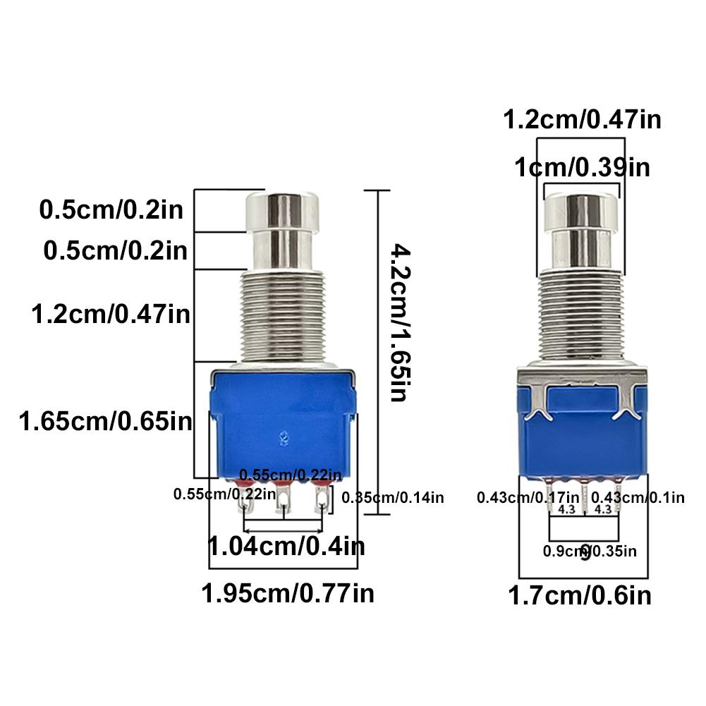 5 Stück Gitarren-Effektpedal 3PDT Fußschalter 9 Pins Rastend Stomp Druckknopf Fußschalter Gitarren-Effektpedal Druckknopf-Fußschalter