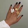 6Pcs/Set 2026 New Brown Stone Widened Opening Rings Set for Women Simple Twisted Lines Personality Finger Rings Party Jewelry