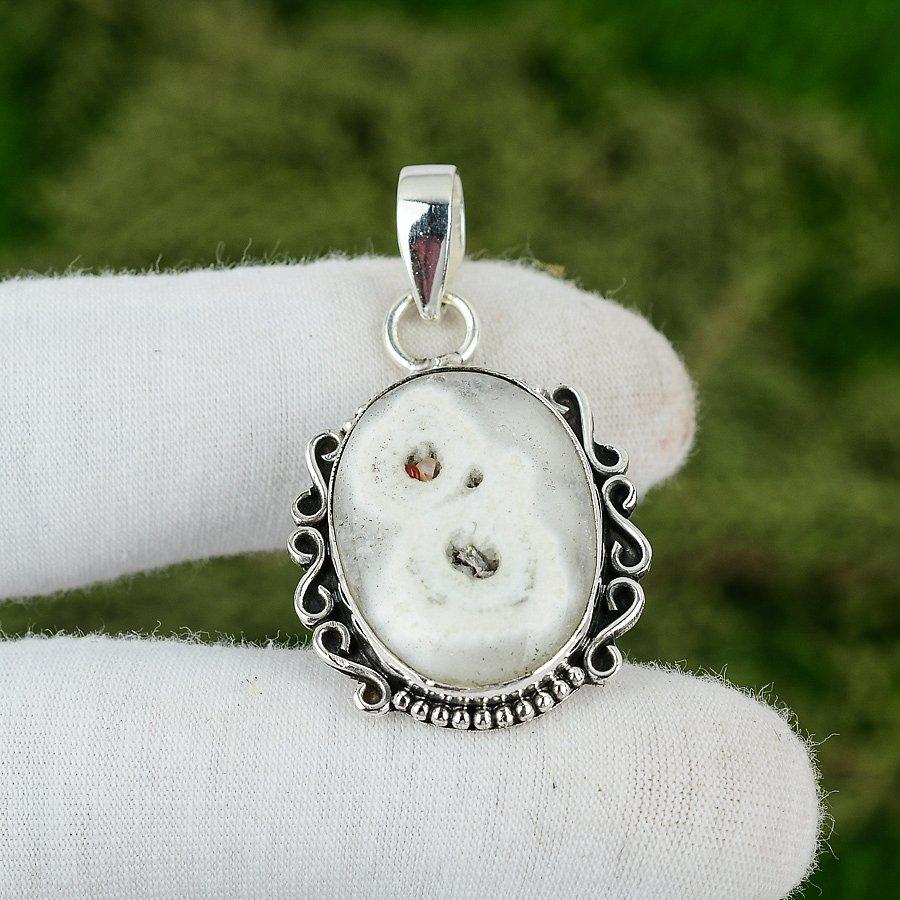 Oval Solar Moss Opal Stone Mother Bezel Art Deco New Pendant 925 Sterling Silver