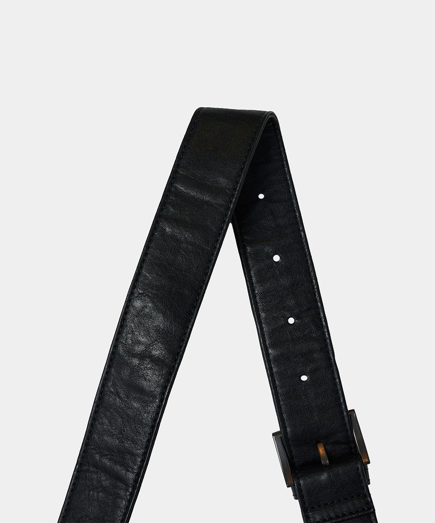 Maison Mined Crack Leather Cross Bag Black