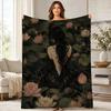 Woman Among Lotus Flowers Coral Fleece Blanket Floral Portrait Decor