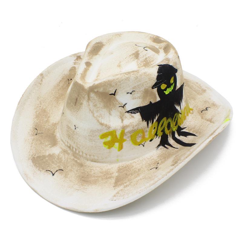 Colorful Skull Pattern Cowboy Hat for Halloween & Christmas Masquerade