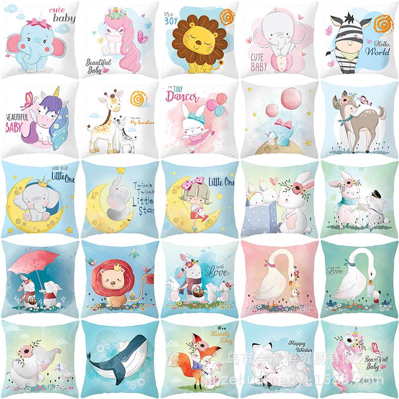 Cute Animal Cartoon Print Pillow Cover Shopee Home Supplies Car Sofa Cushion Cover