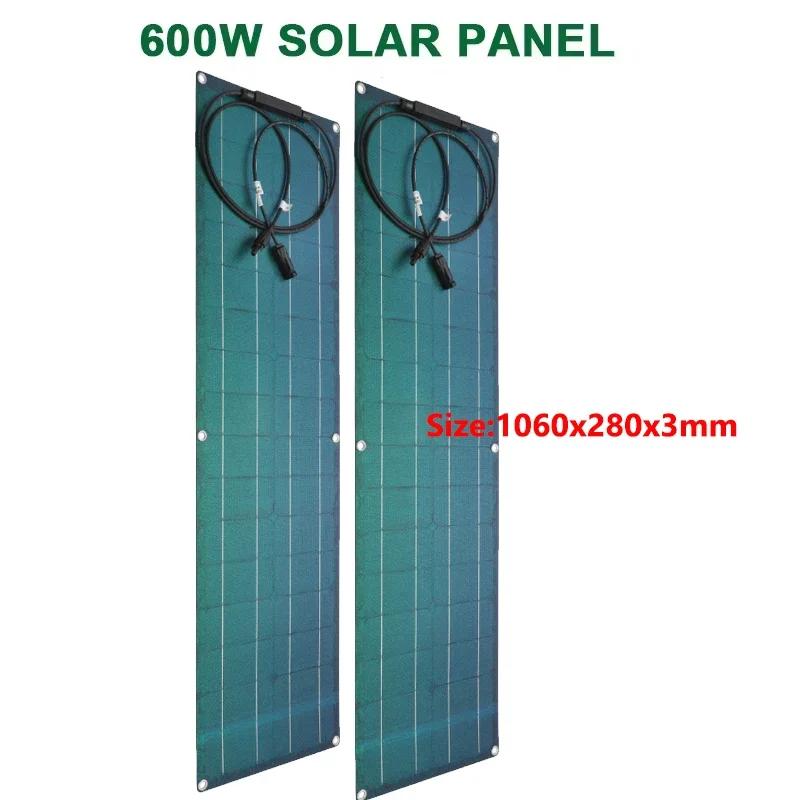 600W 300W Solar Plate Kit Flexible Solar Cells 18V Solar Panel System Battery Charger for Camping Yacht Motorhome Car RV Boat