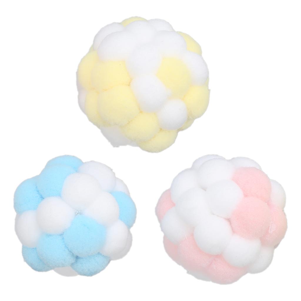 3Pcs Cat Toy HandMade Plush Cat Interactive Bell Ball for Cats Chewing Training