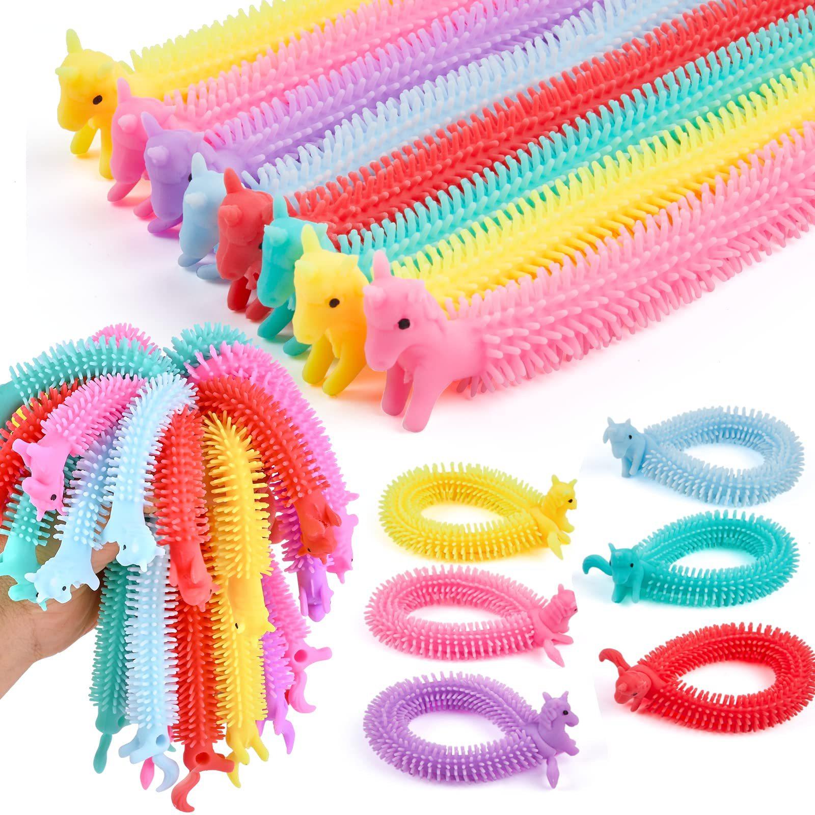 Topmix 10-30Pcs Unicorn Worm Noodle Fidget Toys Stretchy String Sensory Toys Stress Relief Anti Anxiety Fidget Toy For Kids Adults