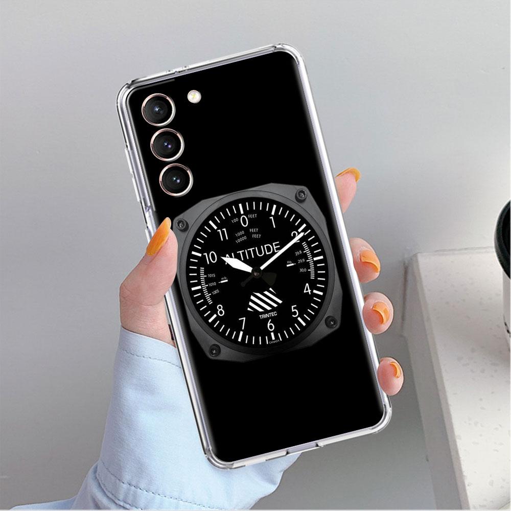 Clear Case For Samsung Galaxy S22 S20 FE S21 S23 Plus Note 20 10 Phone Shell Aviation Aeroplane Helicopter Cockpit Instrument