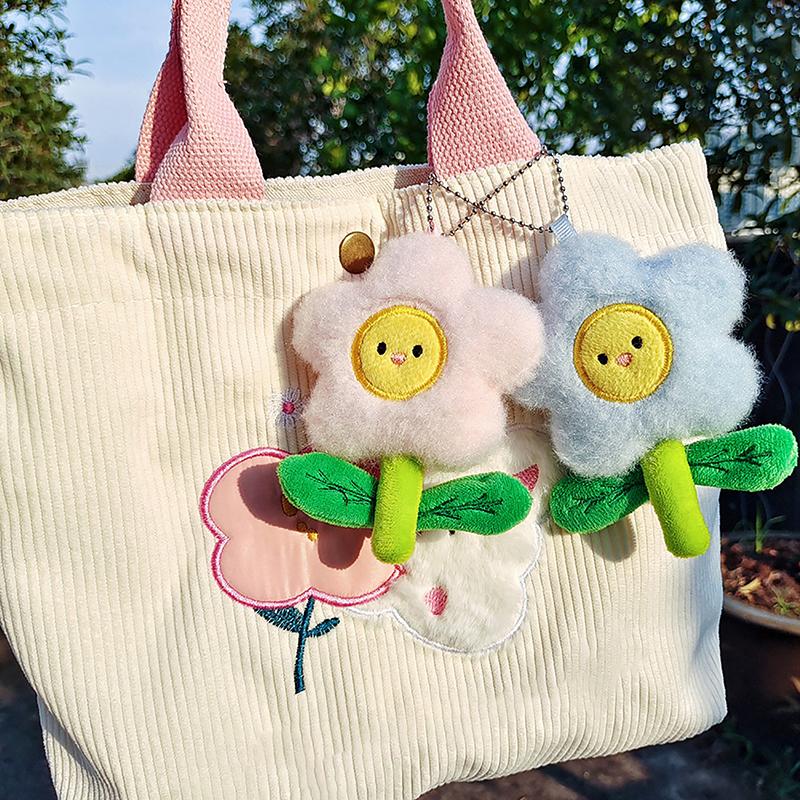 Creative Plush Flower Keychain Backpacks Pendant Decoration Accessories Girl Boy Couple Gift Headphone Case Pendant Keyring