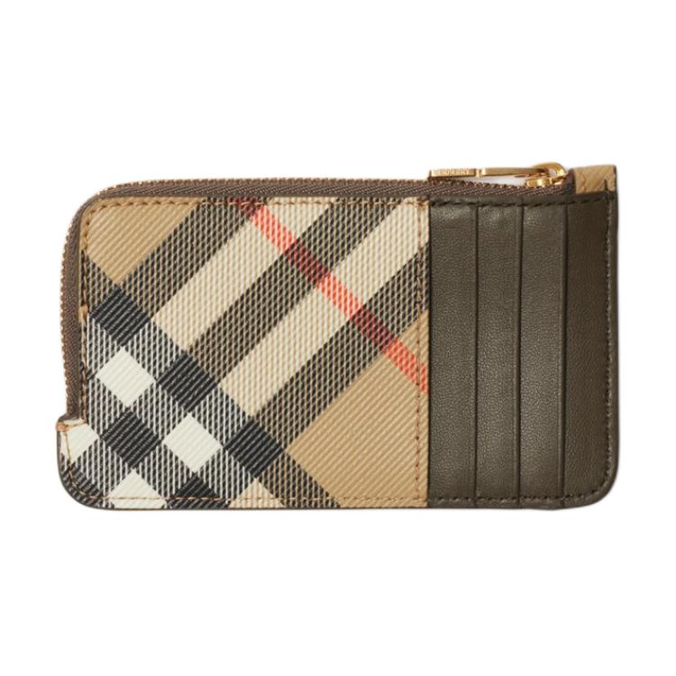 Burberry Check Woven Polyurethane Card Holder Women Accessories Beige 80942781