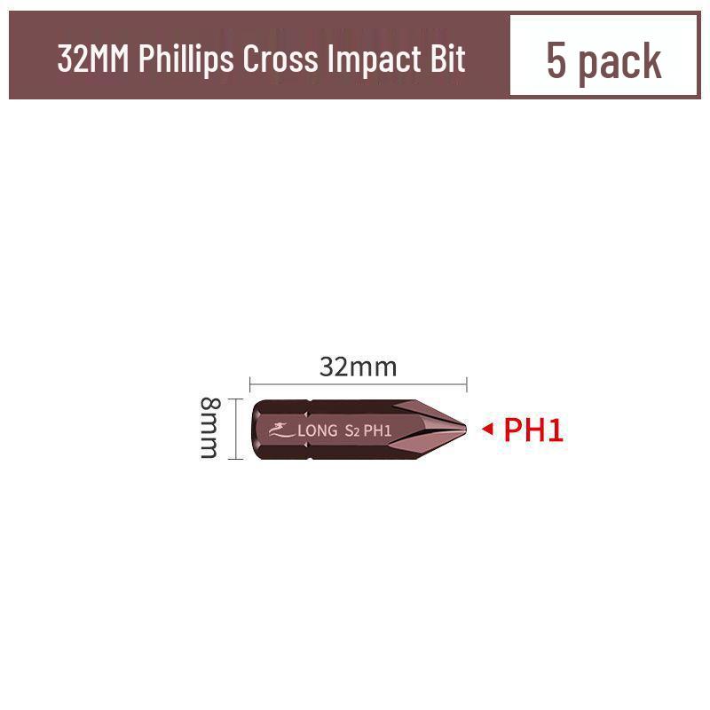 Phillips Flat-head Hex Impact Bit Set - S2 Alloy Steel