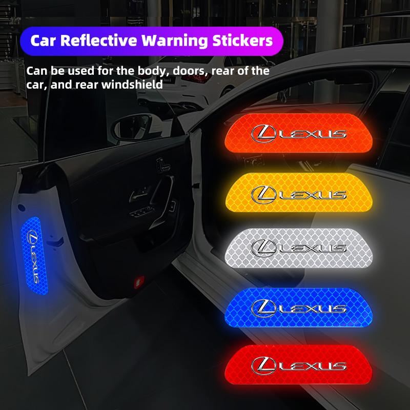 AGE2 4Pcs Car Safety Warning Decal Night Reflective Mark Stickers For Lexus F-SPORT ES RX NX LS UX LM LX GX LC RZ IS CT GS RC HS SC