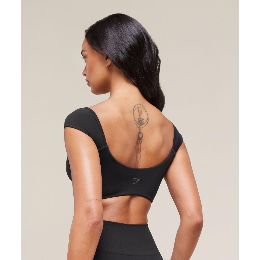 Gymshark Soft Sculpt Cap Sleeve Bralette Black B3b3a Bb2j