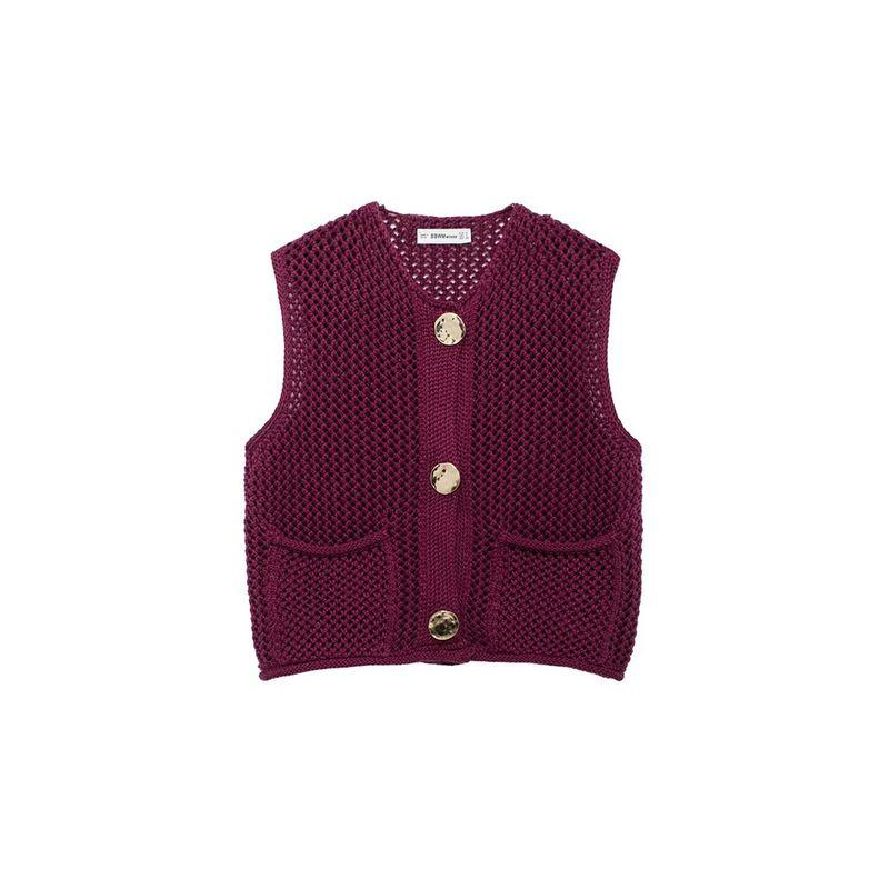 Za2024 Autumn New Women's Clothing Single-Breasted Round Neck Sleeveless Thick Needle Knitting Vest Jacket 5802112 401