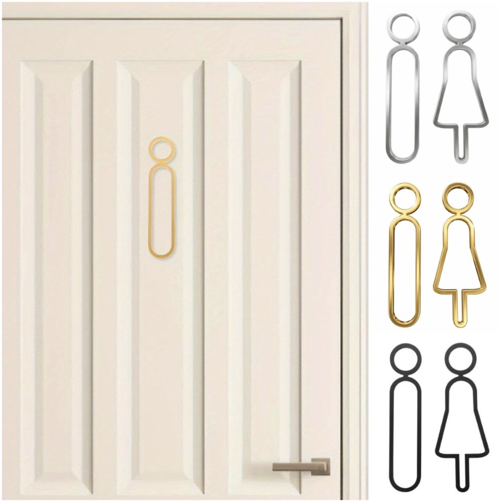 Acrylic Toilet Sign Sticker Men Women Black Gold Silver Washroom Sign Sticker Accessories DIY WC Signage Board Shopping Mall