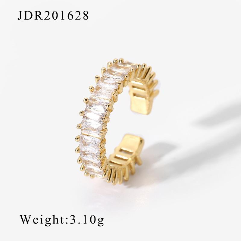 Zircon-set Open Ring, Retro Style Matching Pair of Rings, Geometric-shaped Finger Ring, Women s Geometric Ring JDR201628