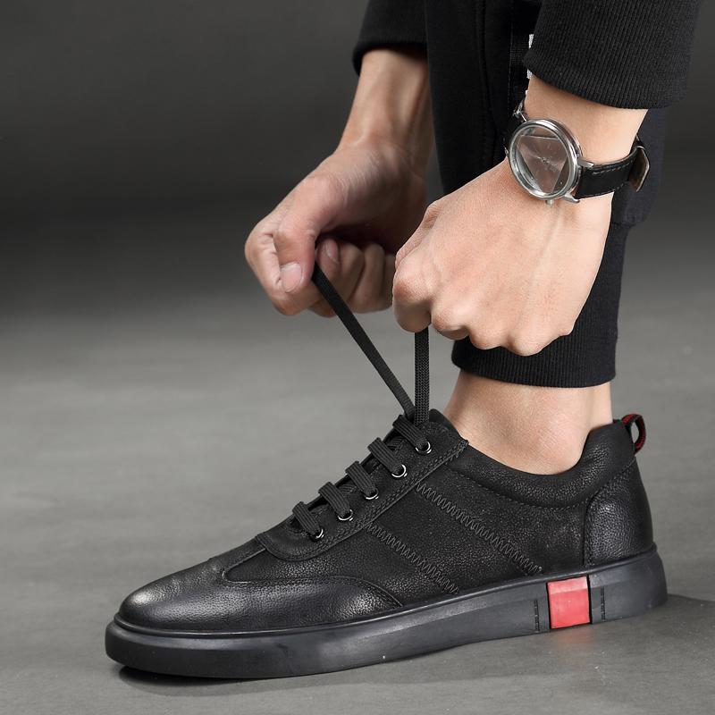 Fashion Italy Business Leather Shoes Lace Up Breathable Mens Shoes Fashion Handmade Casual Shoes Genuine Leather Black Formal Work Shoes