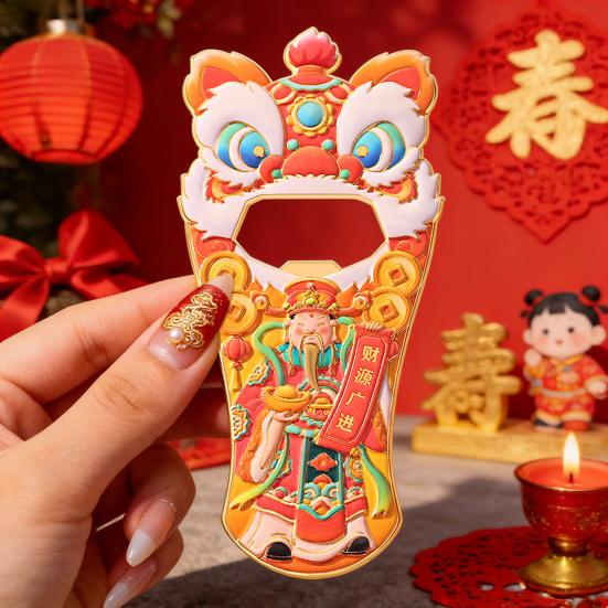 Chinese Style Lion Bottle Opener Refrigerator Magnet God of Wealth Cartoon Lion Fridge Magnet