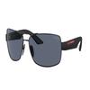 Prada Tempel-Logo metallisches Nylon Pilotenstil Sonnenbrille Unisex Partnerlook Schwarz